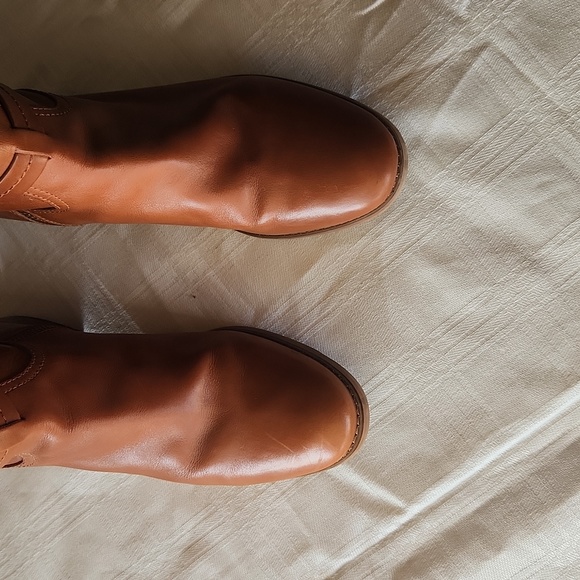 MICHAEL KORS Logo Leather Cognac Riding Boots - Picture 7 of 7